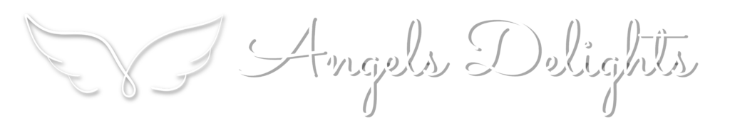 Company logo angel wings with logo name to the right angels delights